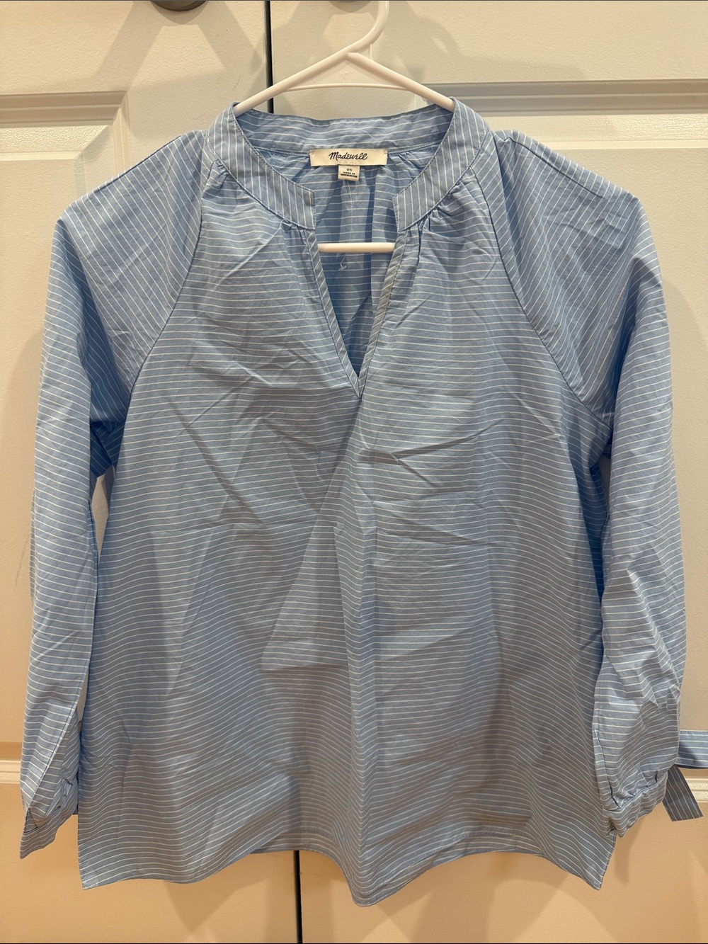 Madewell Light Blue and White Striped Casual Button-Down Shirt